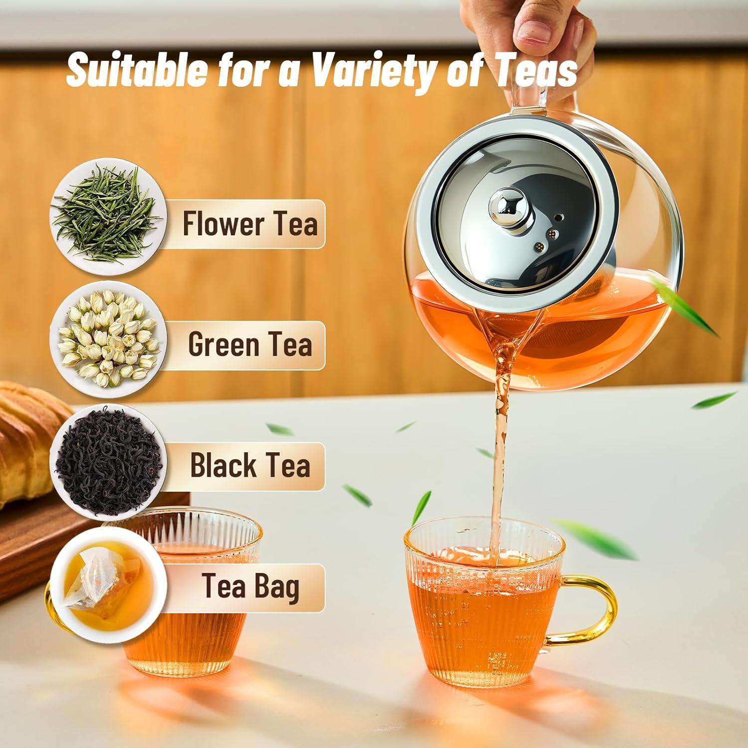 Tetera de vidrio Baalaka 650ml con infusor de acero inoxidable