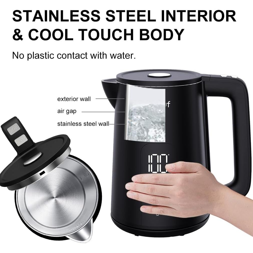 Hervidor Eléctrico Onlicuf EK17 de 1.7L Acero Inoxidable Negro