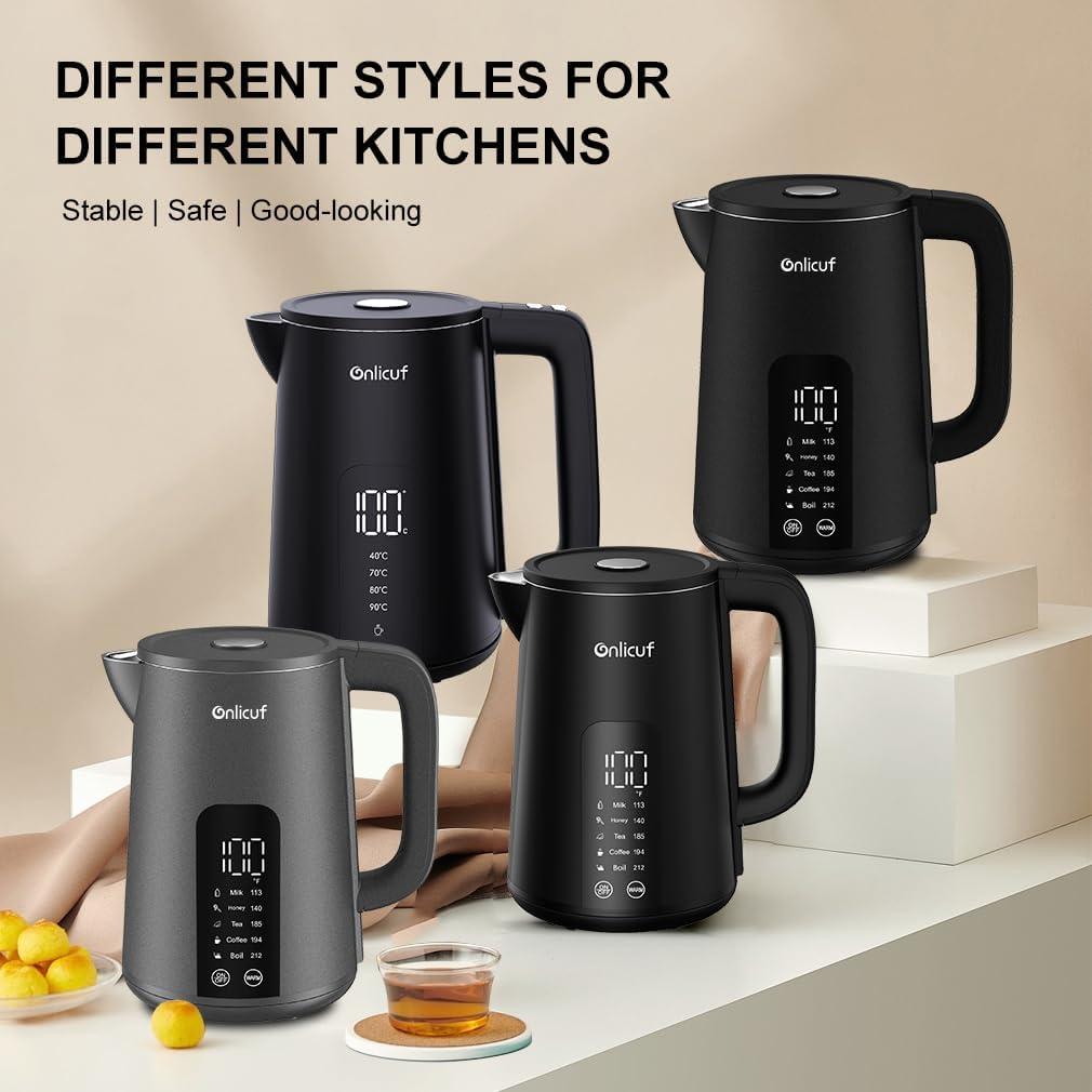 Hervidor Eléctrico Onlicuf EK17 de 1.7L Acero Inoxidable Negro