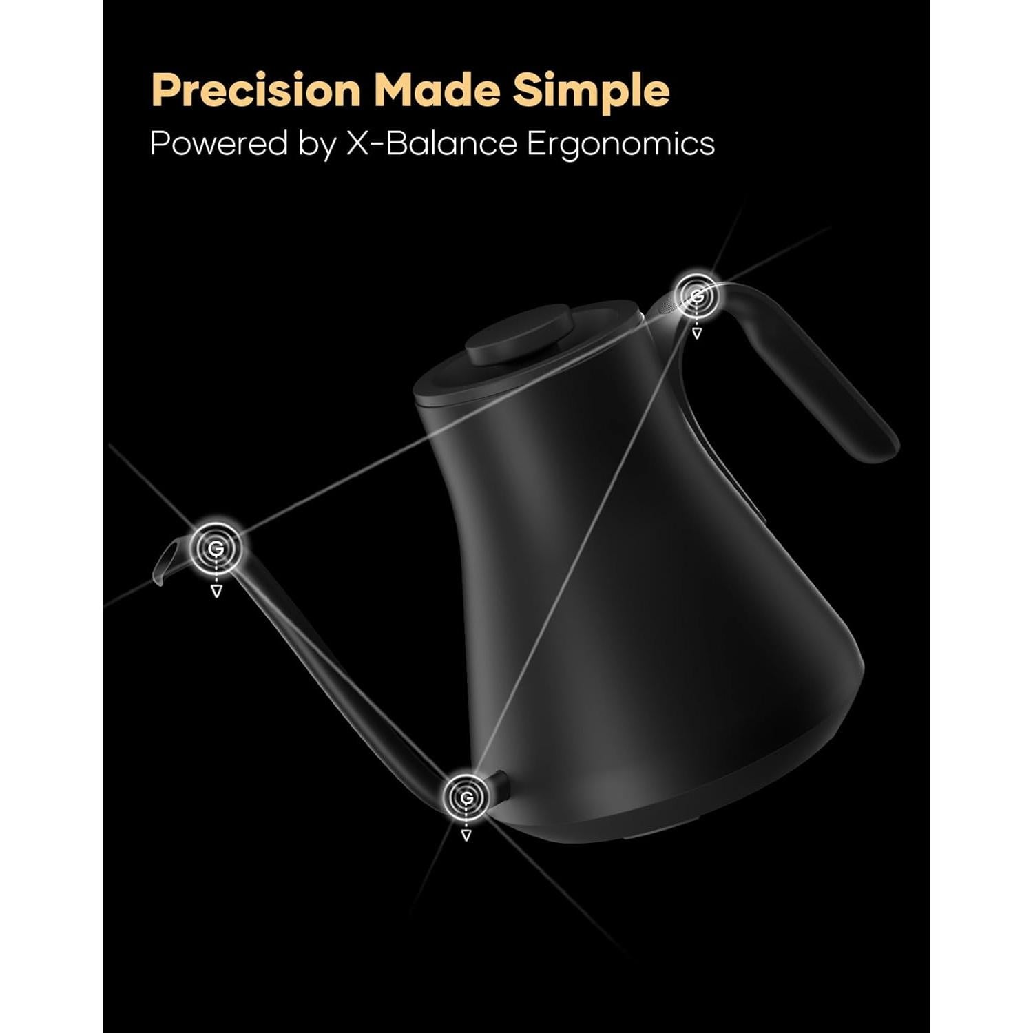 Tetera Eléctrica Cocinare FLOW M9 Cuello de Ganso 0.6kg Negro