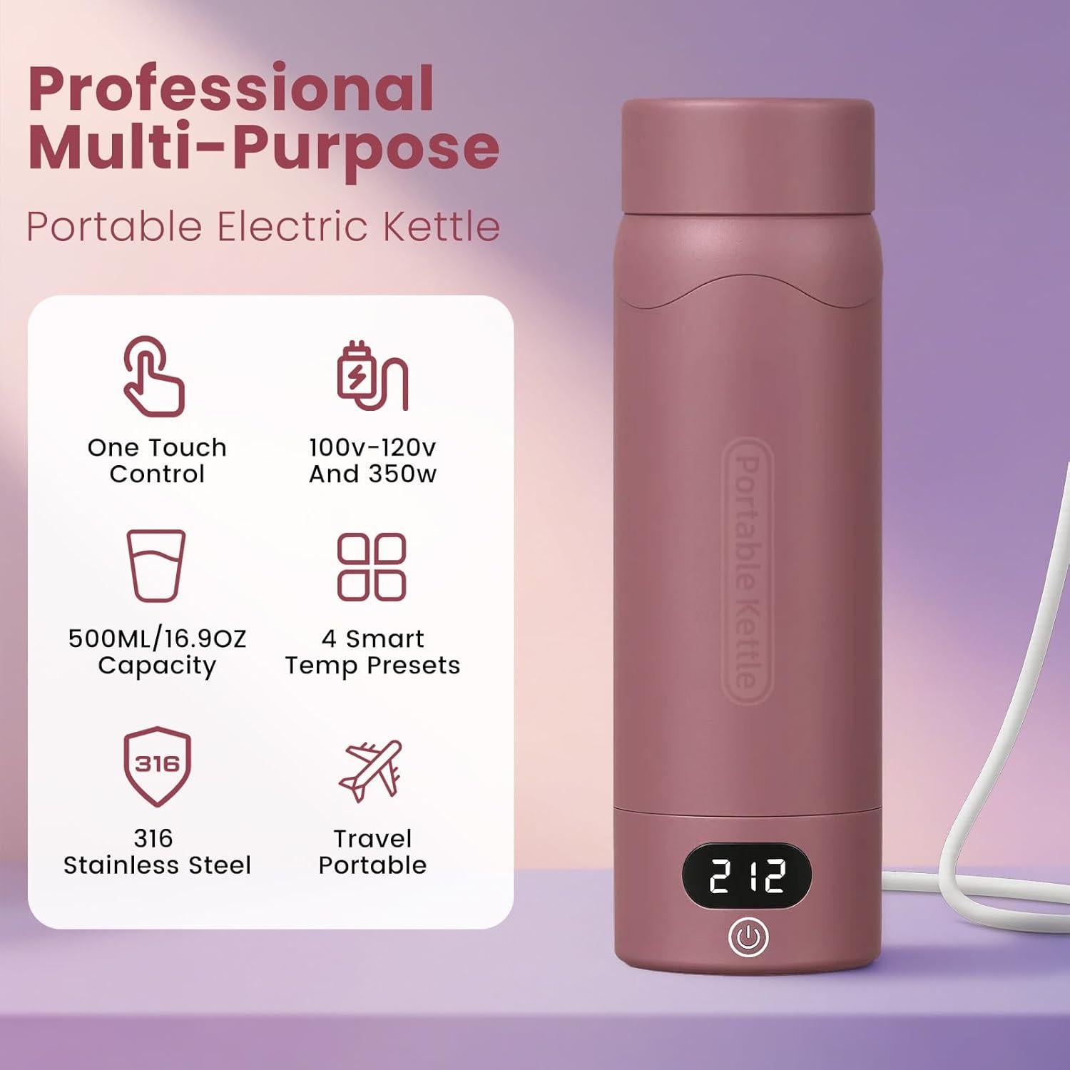 Hervidor Eléctrico Portátil OULONGER YGZK-500 500ml Acero Inoxidable