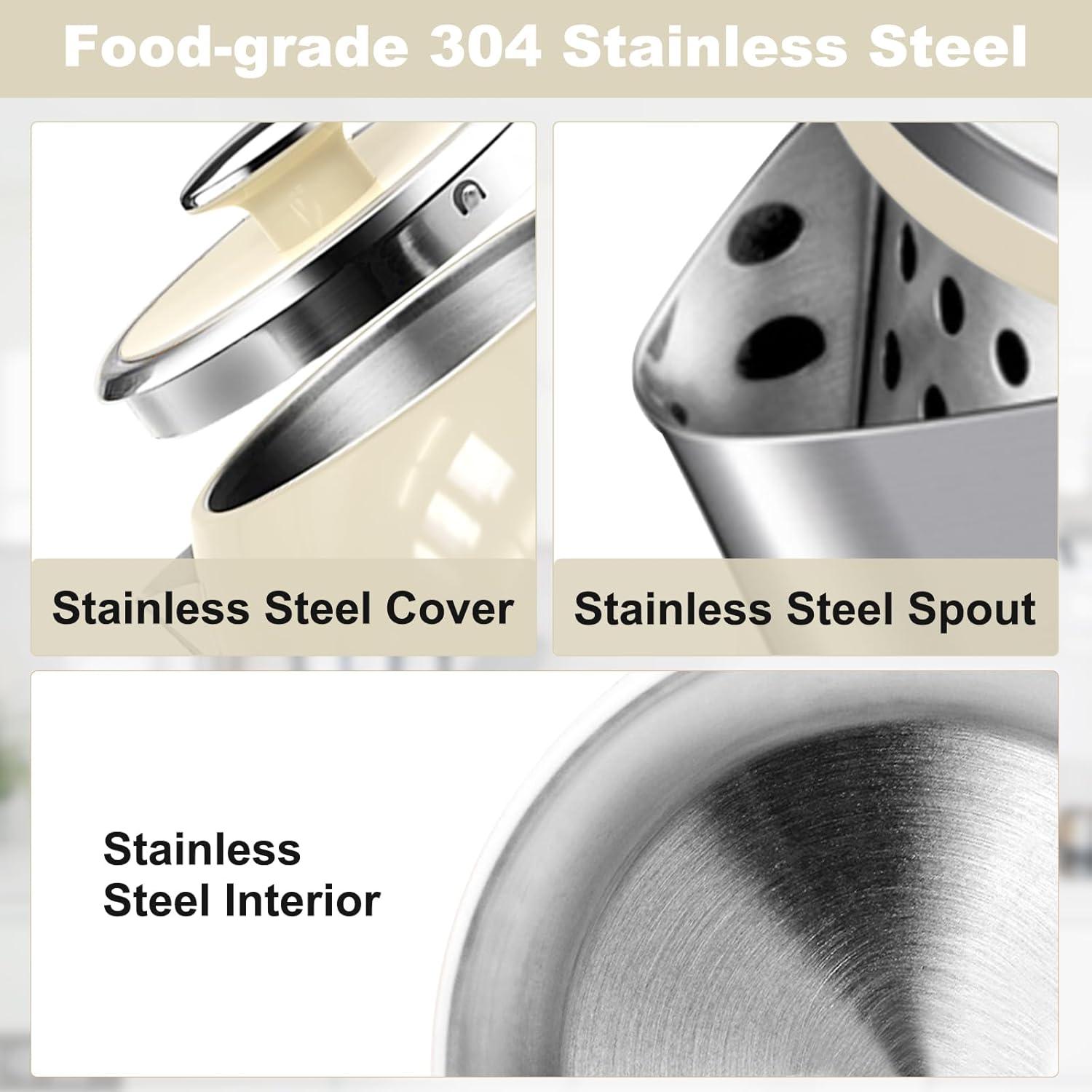 Hervidor Eléctrico KitchMix 1.7L 1500W Acero Inoxidable Beige