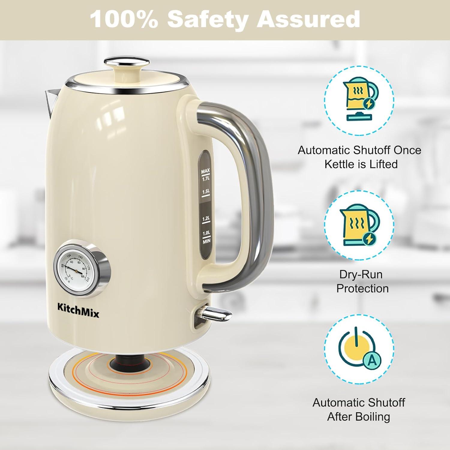 Hervidor Eléctrico KitchMix 1.7L 1500W Acero Inoxidable Beige