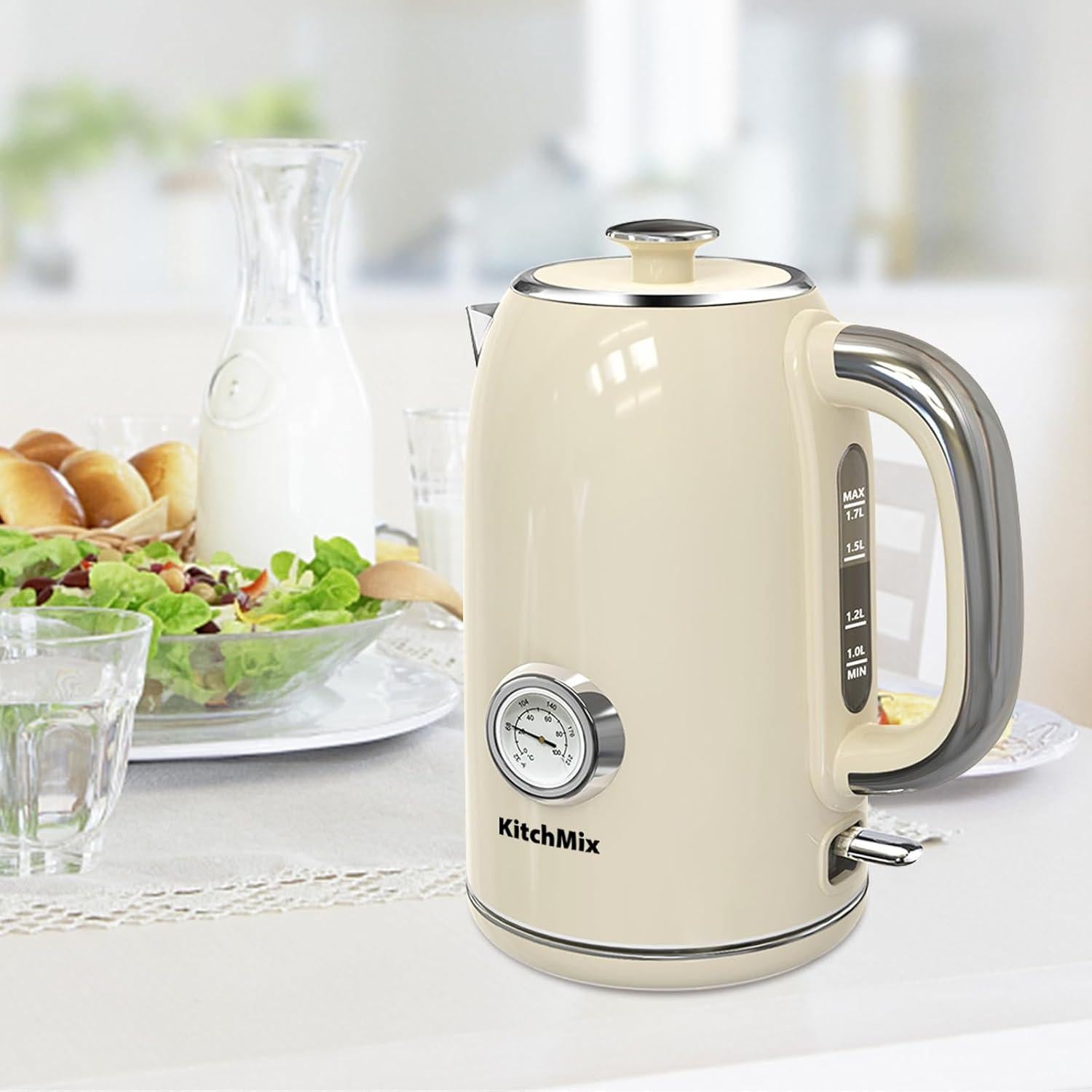 Hervidor Eléctrico KitchMix 1.7L 1500W Acero Inoxidable Beige