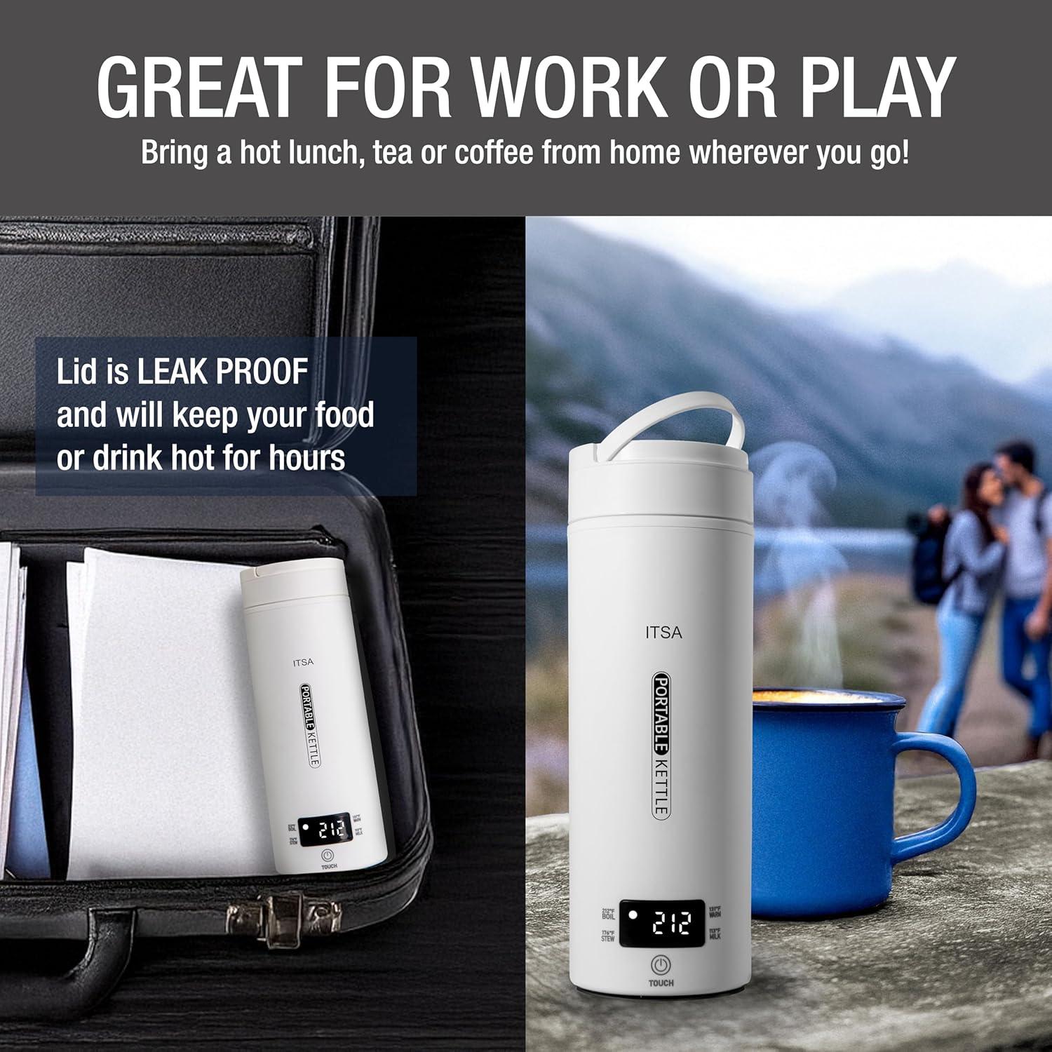 Hervidor Eléctrico Portátil ITSA 500ml Acero Inoxidable 4 Temperaturas