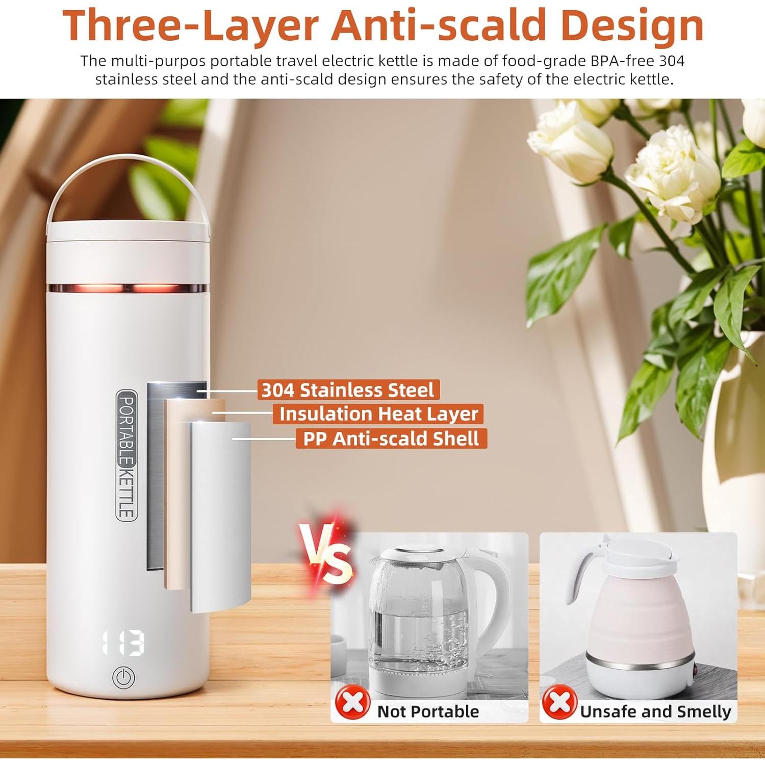 Hervidor Eléctrico Portátil Kqiang A0729US 0.64 kg 120V