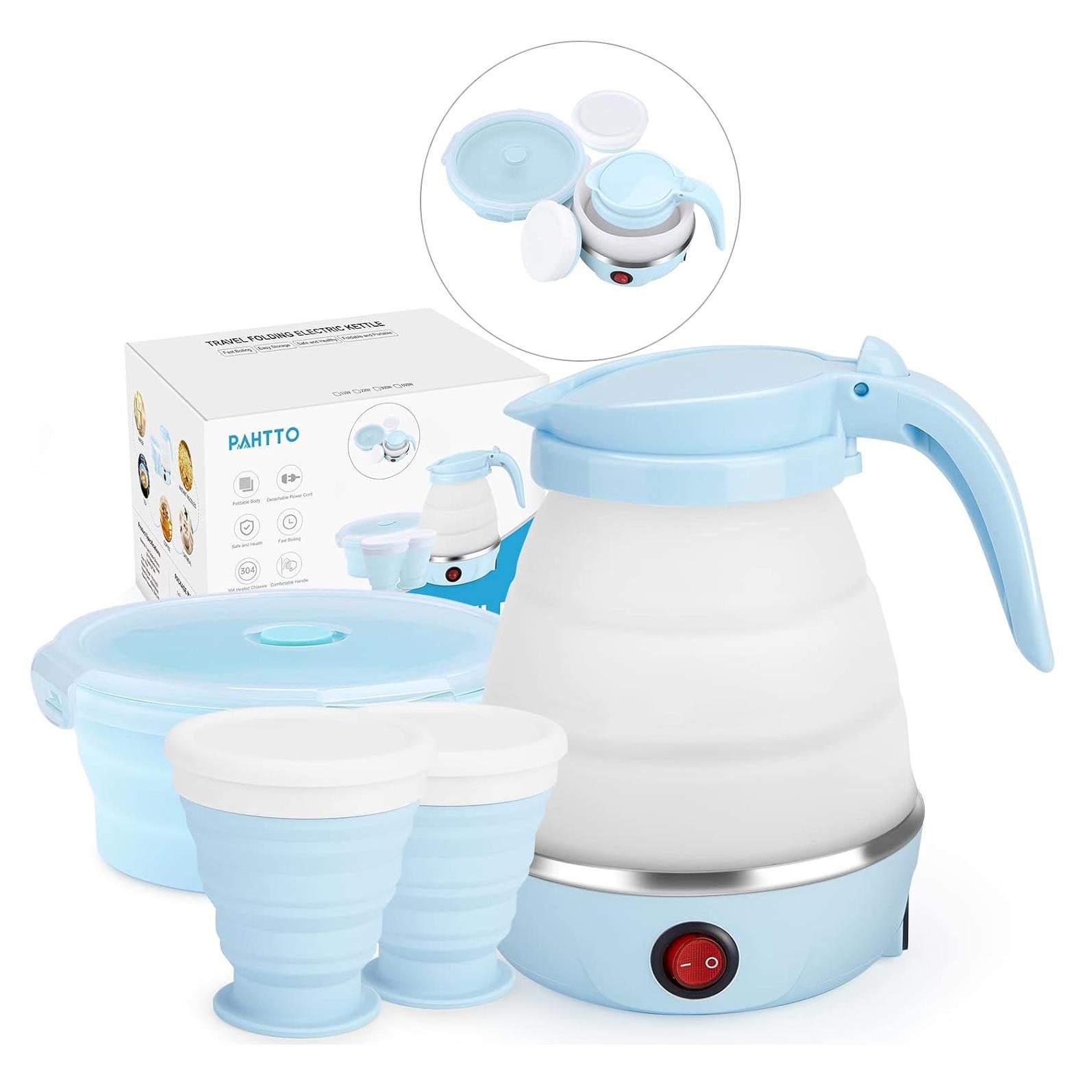 Hervidor Eléctrico Plegable PAHTTO 600ml Azul y Blanco