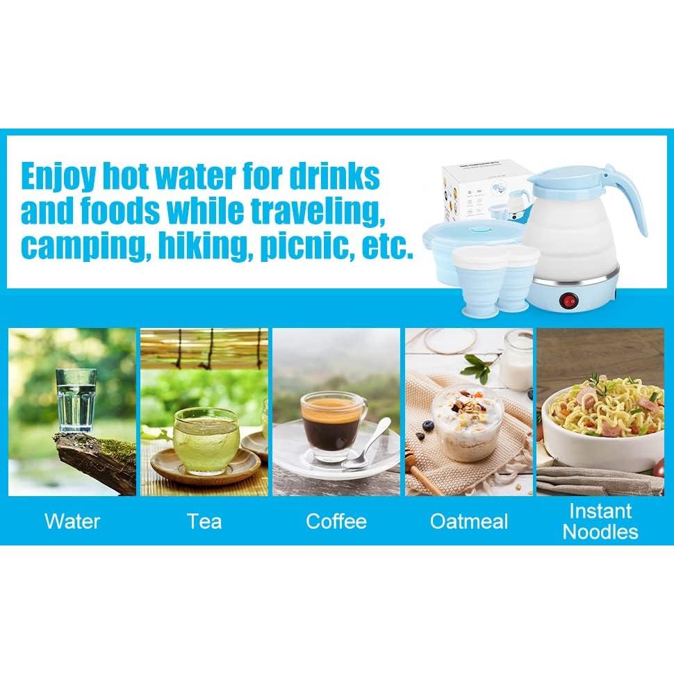 Hervidor Eléctrico Plegable PAHTTO 600ml Azul y Blanco
