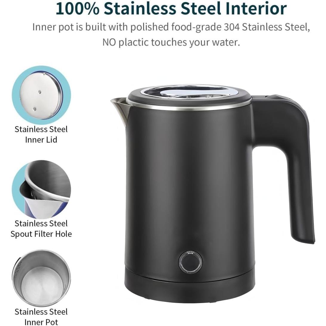 Hervidor Eléctrico Portátil Wdcme 0.6L Acero Inoxidable Negro