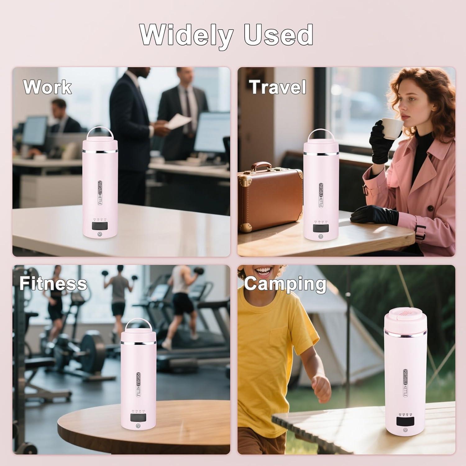 Hervidor eléctrico portátil JEKABA 16oz Rosa con USB y CA