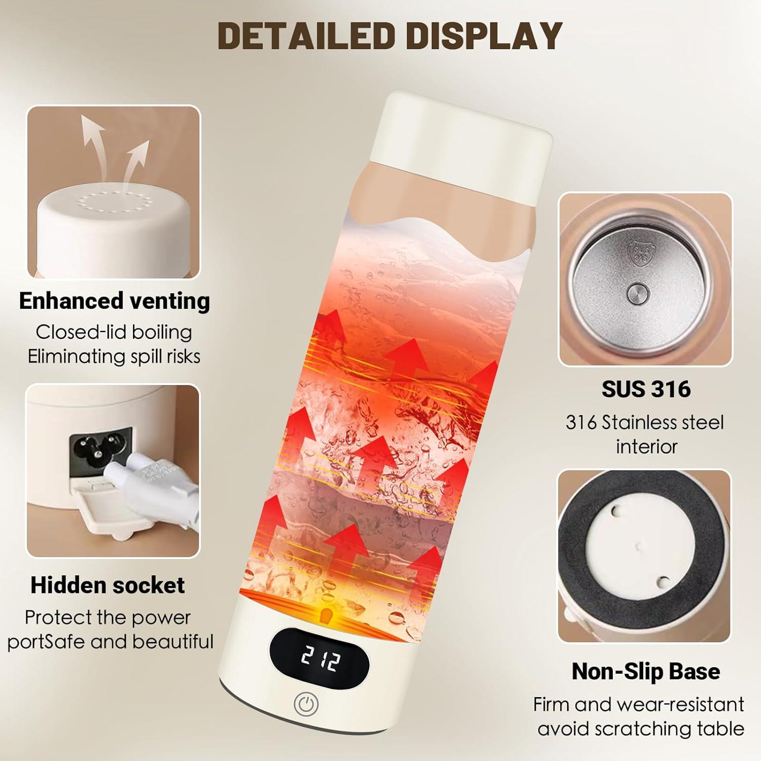 Hervidor Eléctrico Portátil AerRoll 500mL Acero Inoxidable 316