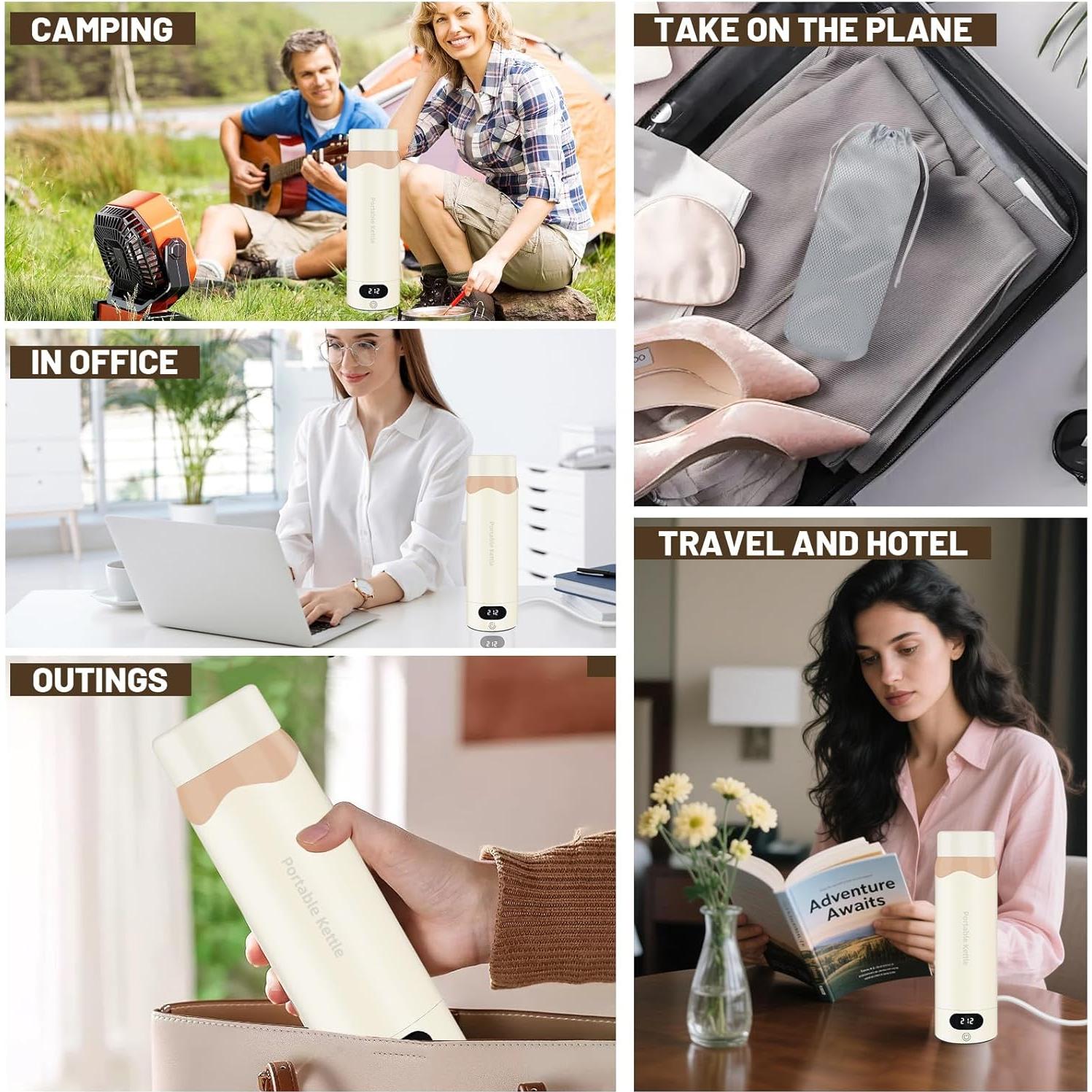 Hervidor Eléctrico Portátil AerRoll 500mL Acero Inoxidable 316