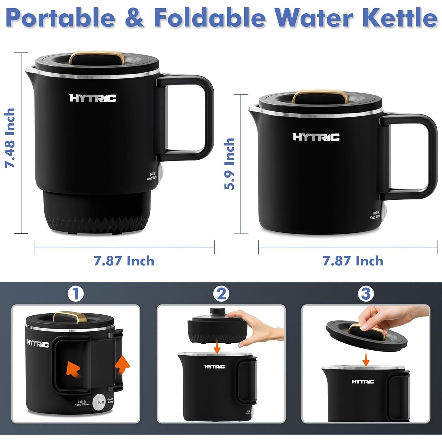 Hervidor Eléctrico Plegable HYTRIC 650ml Acero Inoxidable