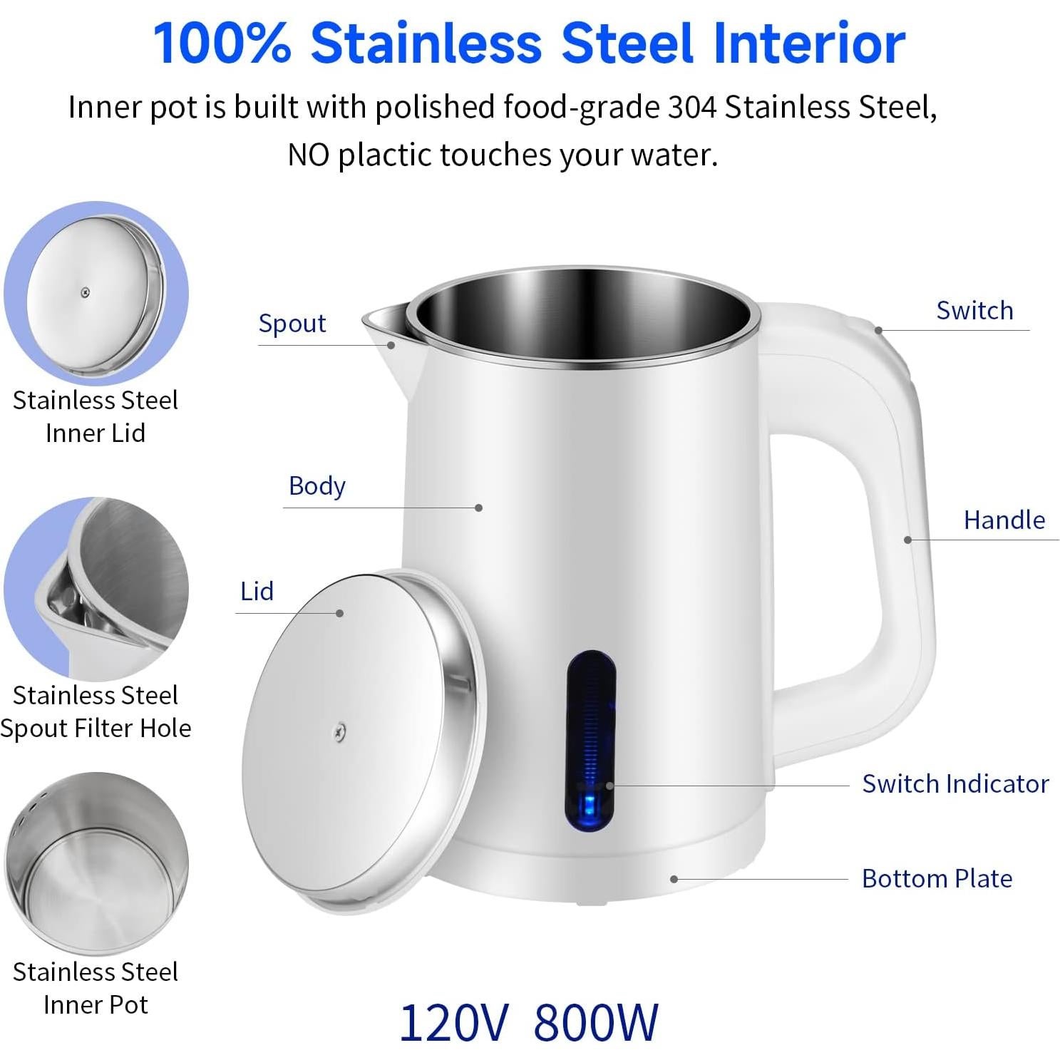 Hervidor Eléctrico Portátil Wdcme 0.6L Acero Inoxidable