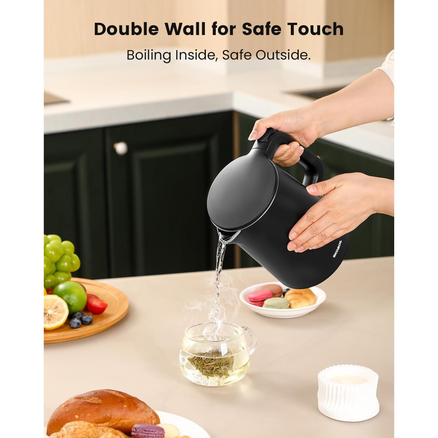 Hervidor Eléctrico SKOBOIL 0.8L Acero Inoxidable Doble Pared