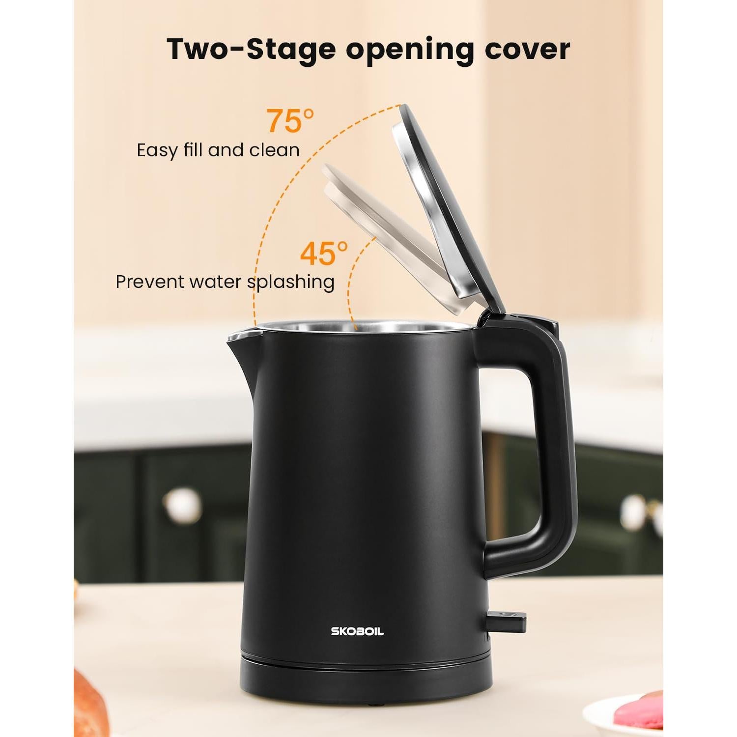 Hervidor Eléctrico SKOBOIL 0.8L Acero Inoxidable Doble Pared