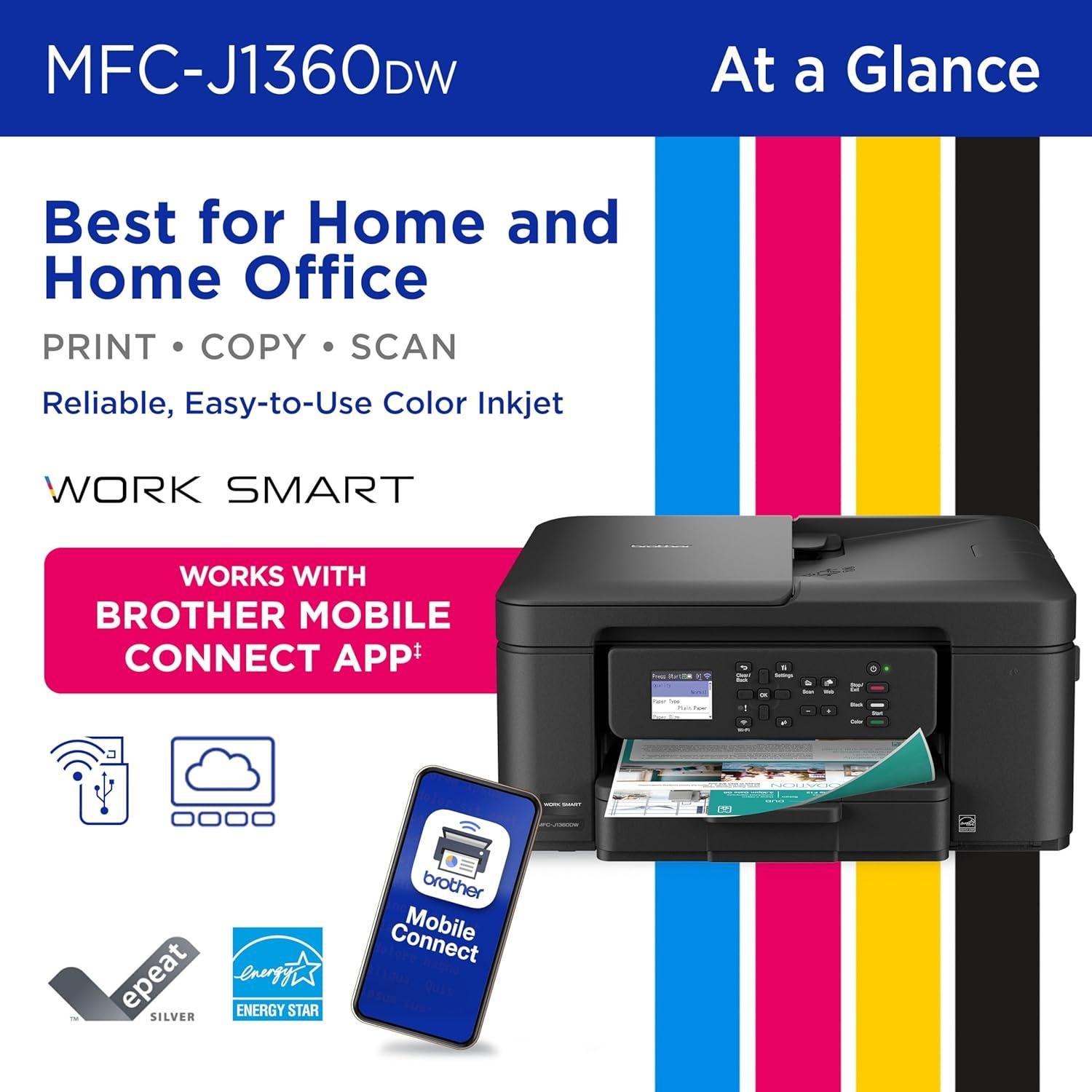 Impresora Multifuncional Inalámbrica Brother MFC-J1360DW Color
