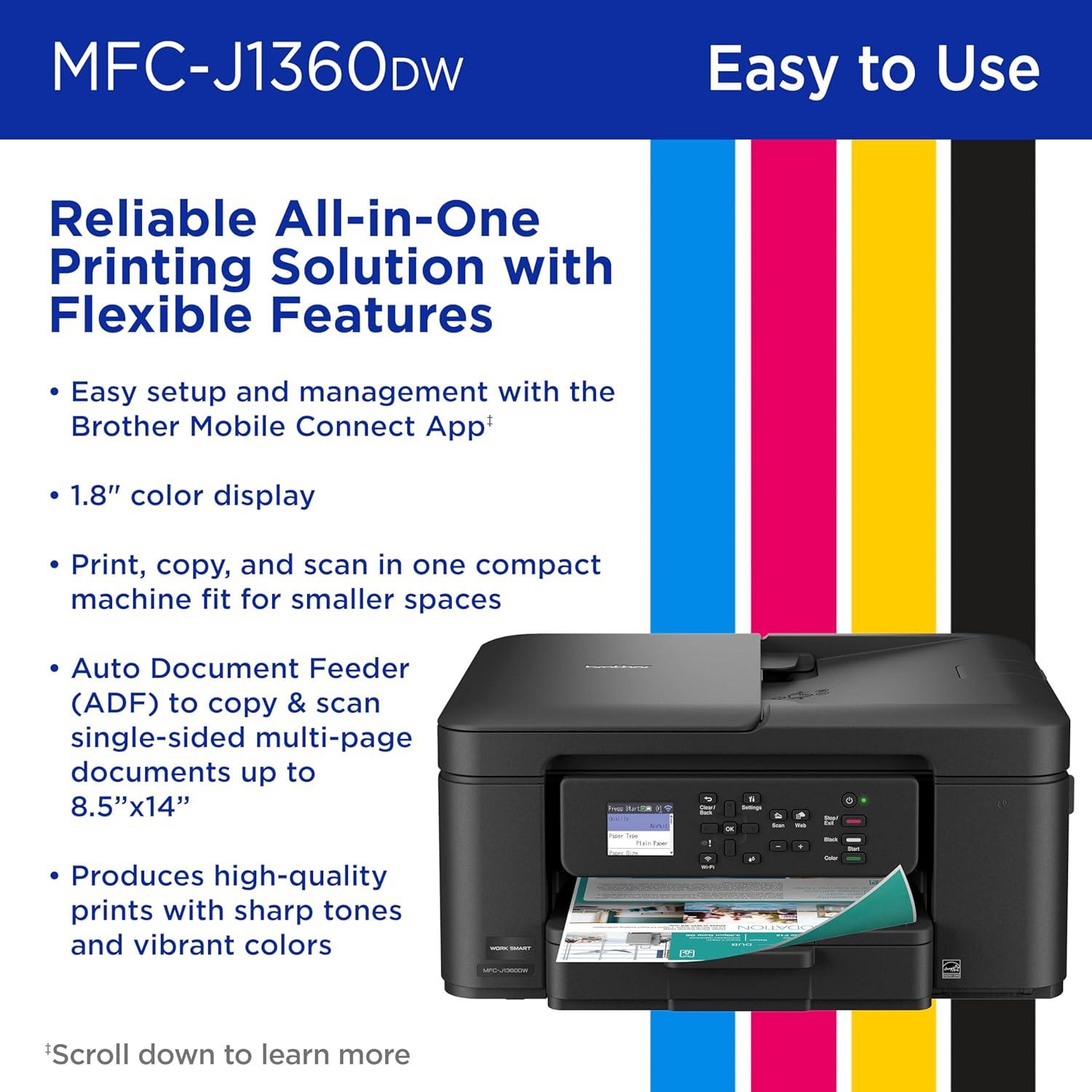 Impresora Multifuncional Inalámbrica Brother MFC-J1360DW Color