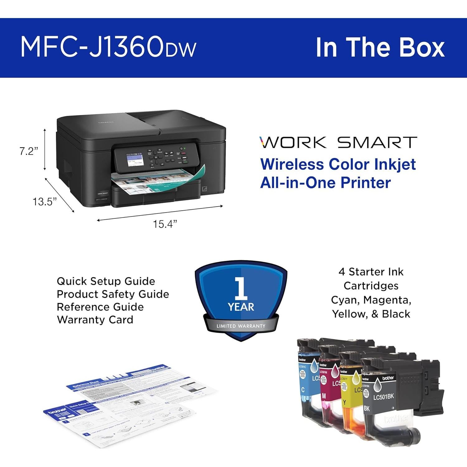 Impresora Multifuncional Inalámbrica Brother MFC-J1360DW Color