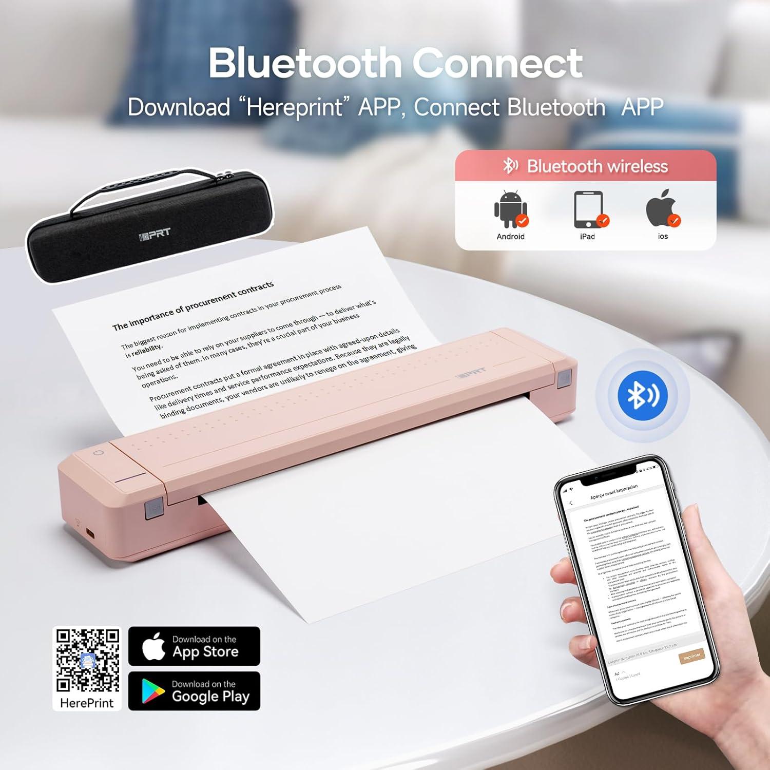 Impresora Térmica Portátil iDPRT MT888 Inalámbrica Rosa 300DPI