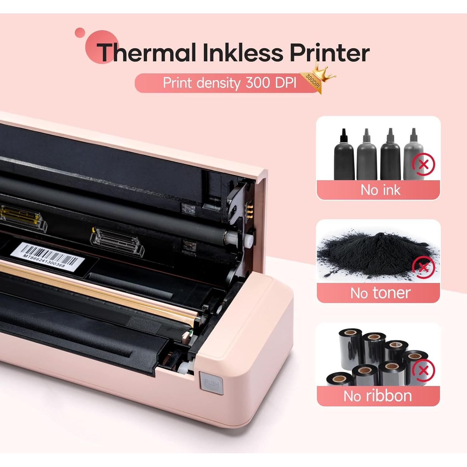 Impresora Térmica Portátil iDPRT MT888 Inalámbrica Rosa 300DPI