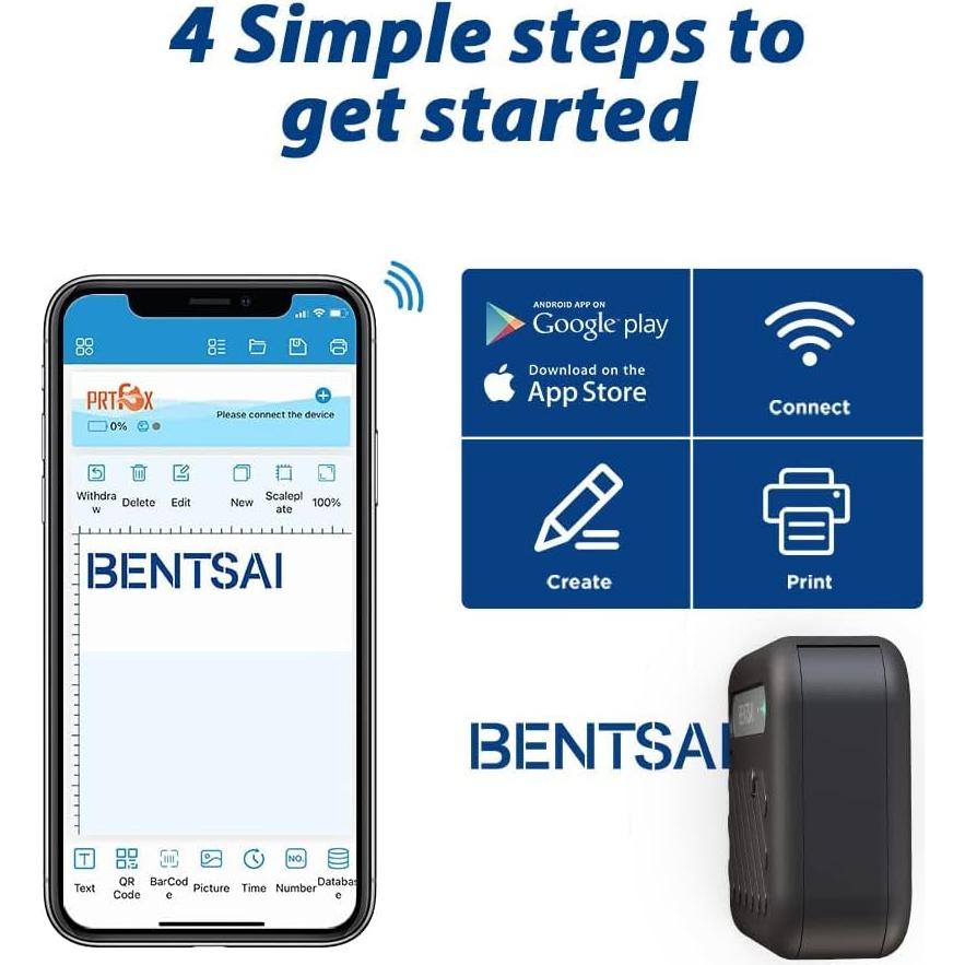 Impresora Portátil BENTSAI B10 Inalámbrica WiFi Amarillo