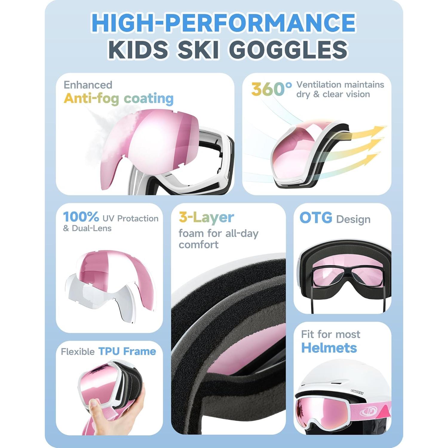 Gafas de Esquí Findway para Niños - Antivaho UV400