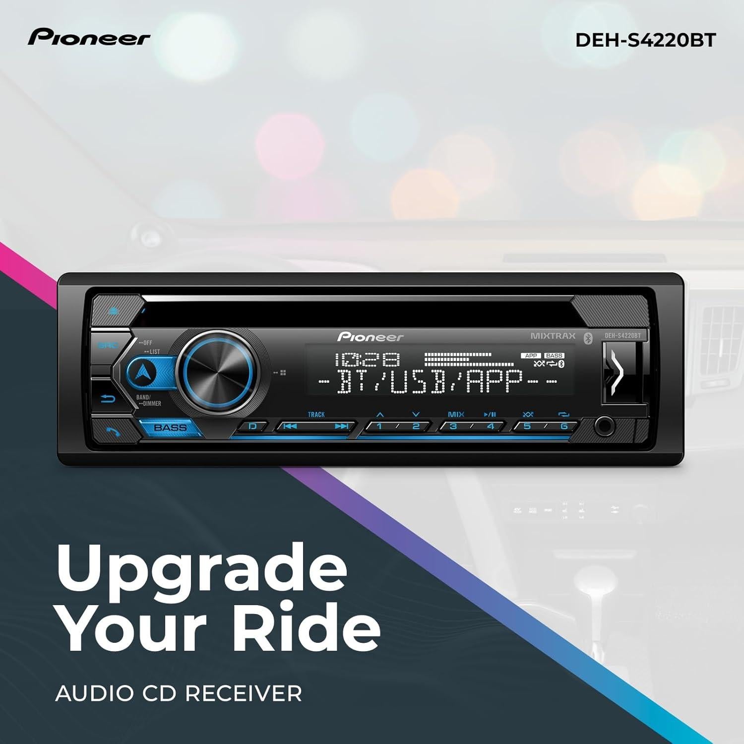 Receptor de CD Pioneer DEH-S4220BT Bluetooth USB AUX 50W
