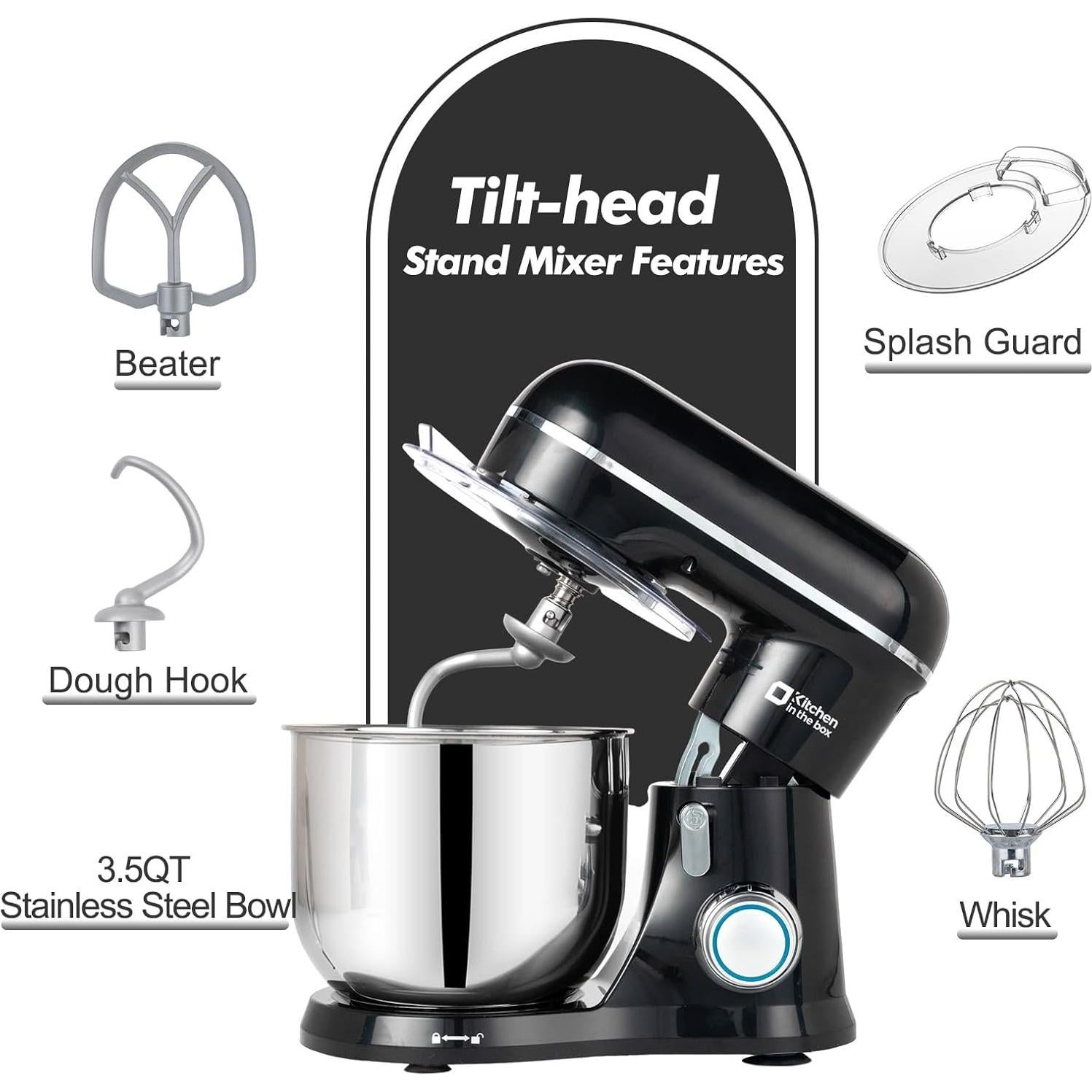Batidora de Pie Kitchen in the Box 3.5 QT Eléctrica Negra