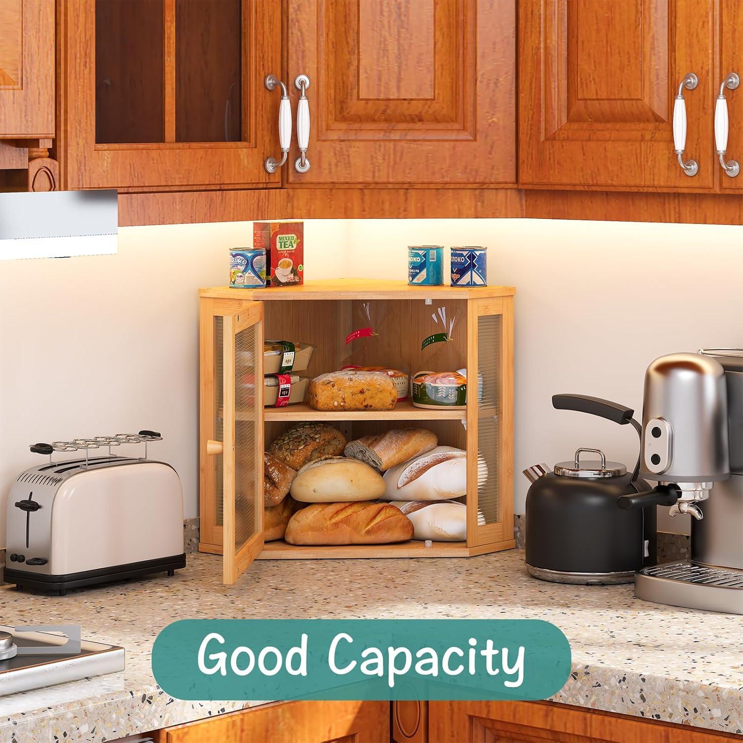 Caja de Pan Esquinera VIEWCARE de Bambú Natural Mediana