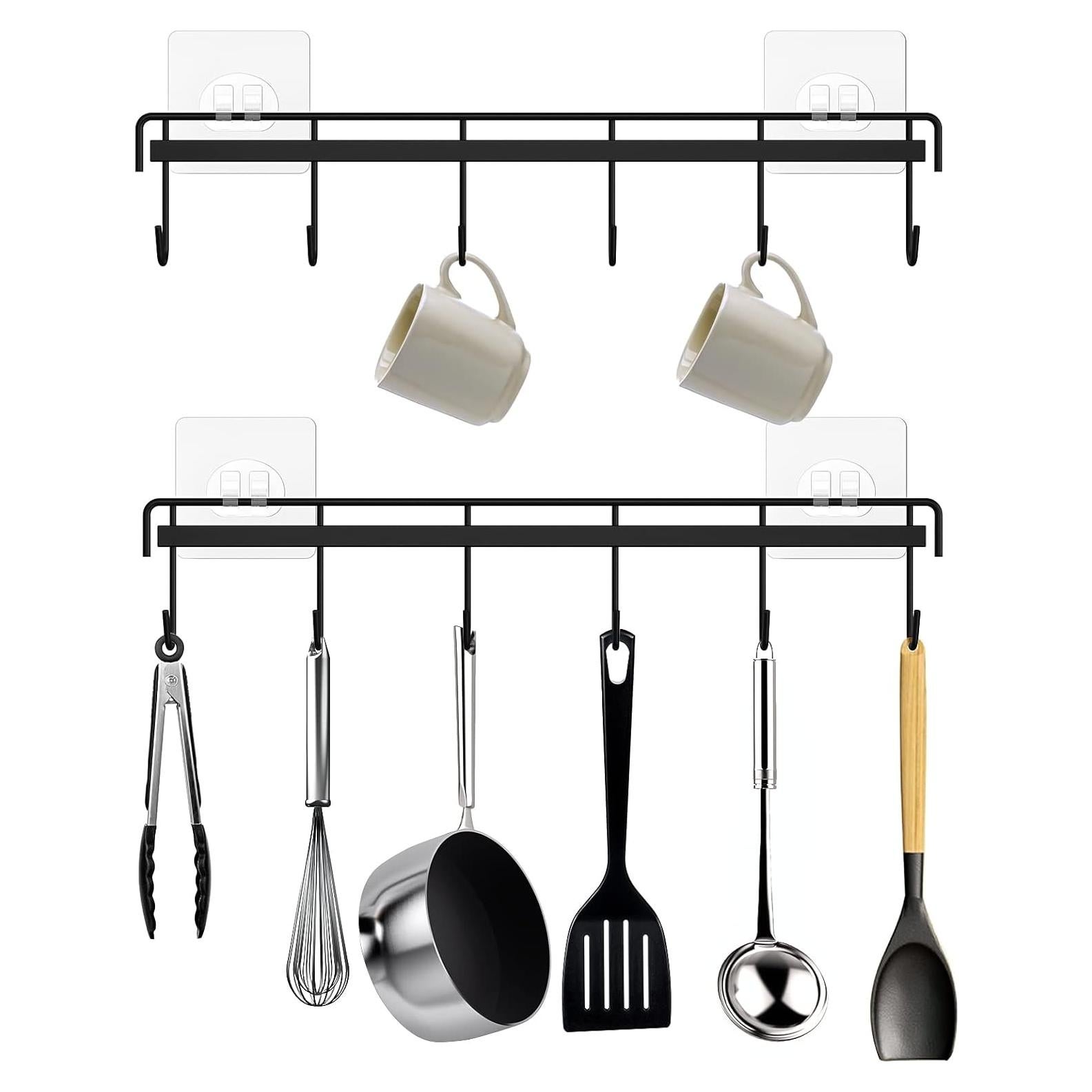 Soporte para Utensilios de Cocina HOMEBROS Negro 2 Pcs 12 Ganchos