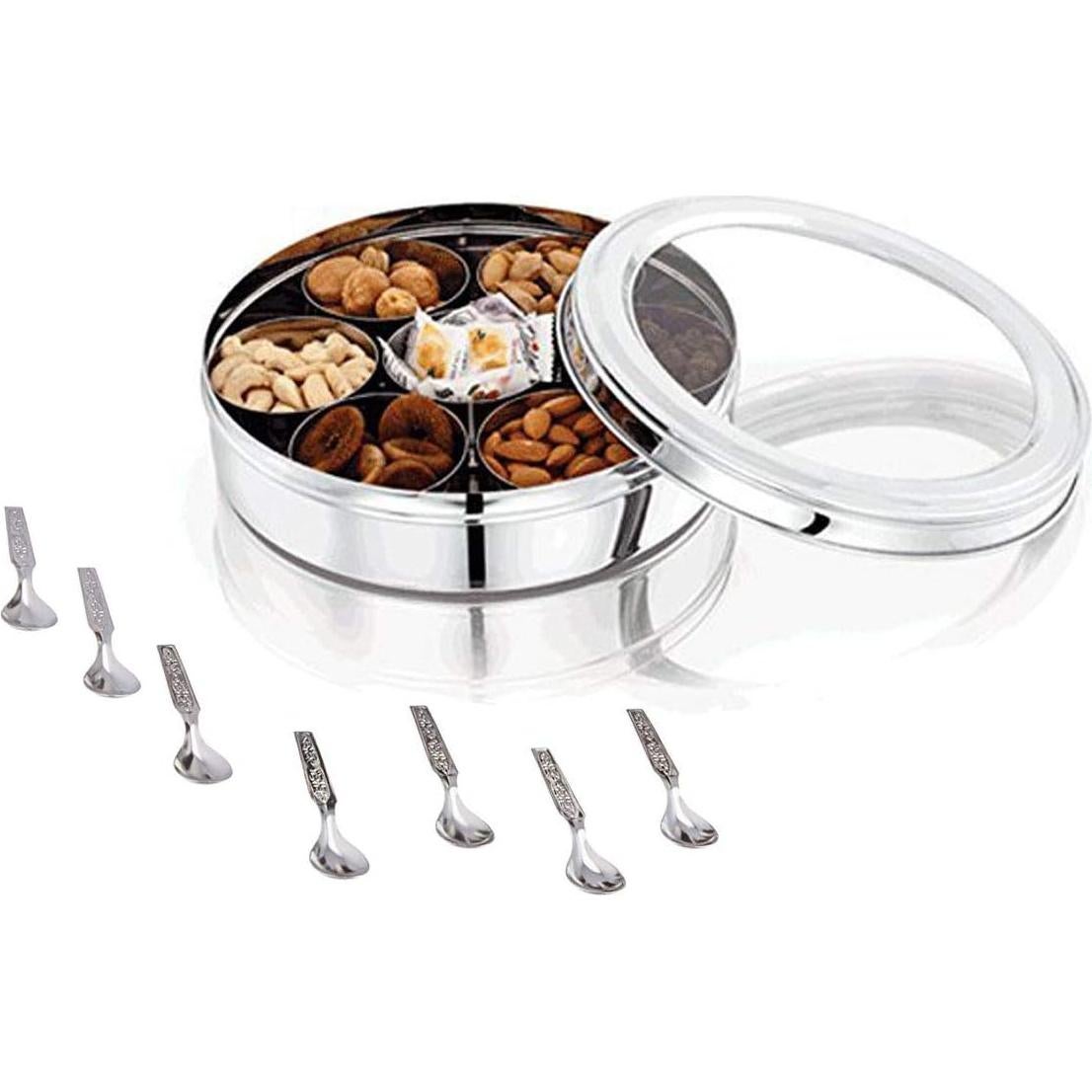 Caja de Especias Hermética Acero Inoxidable 7 Contenedores