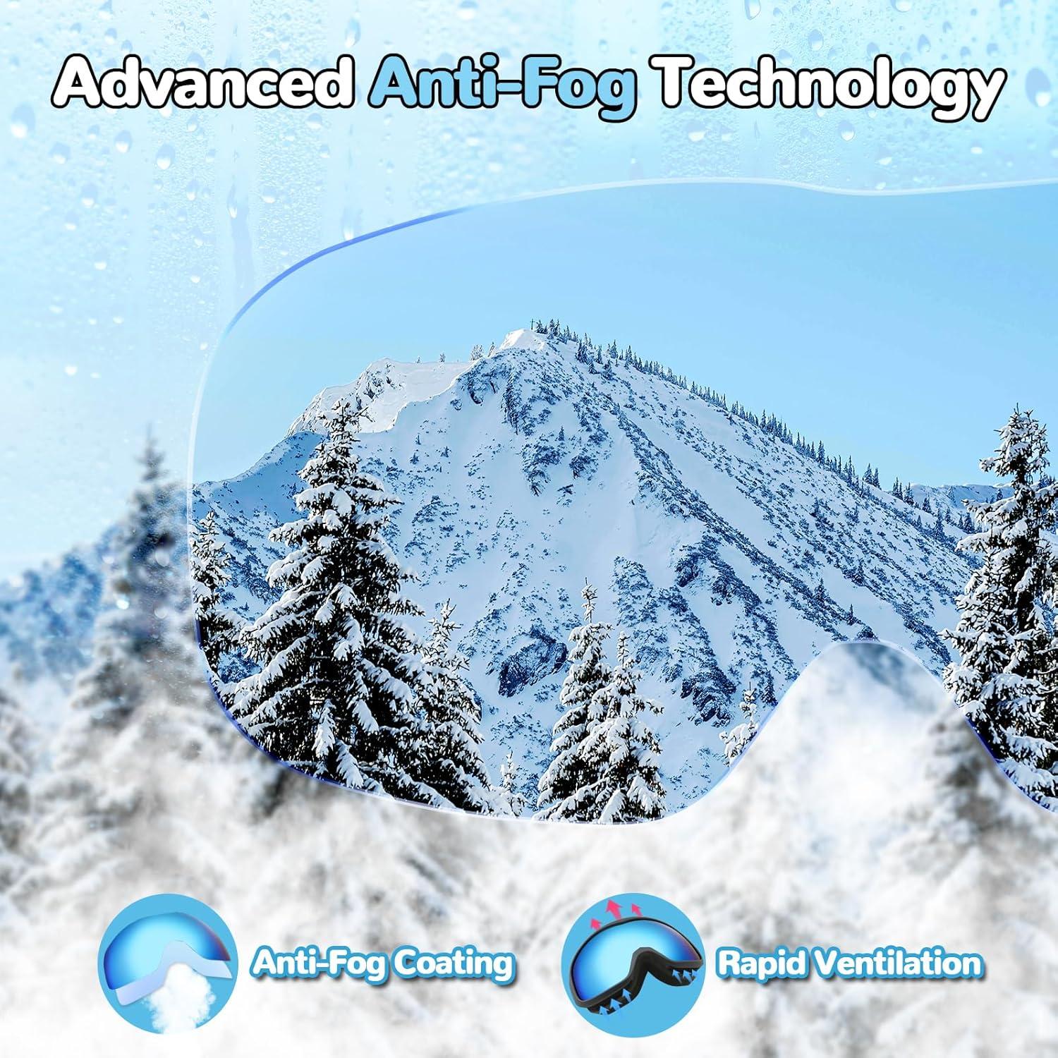 Gafas de Esquí Keary para Niños 3-14 Años UV Anti-Niebla