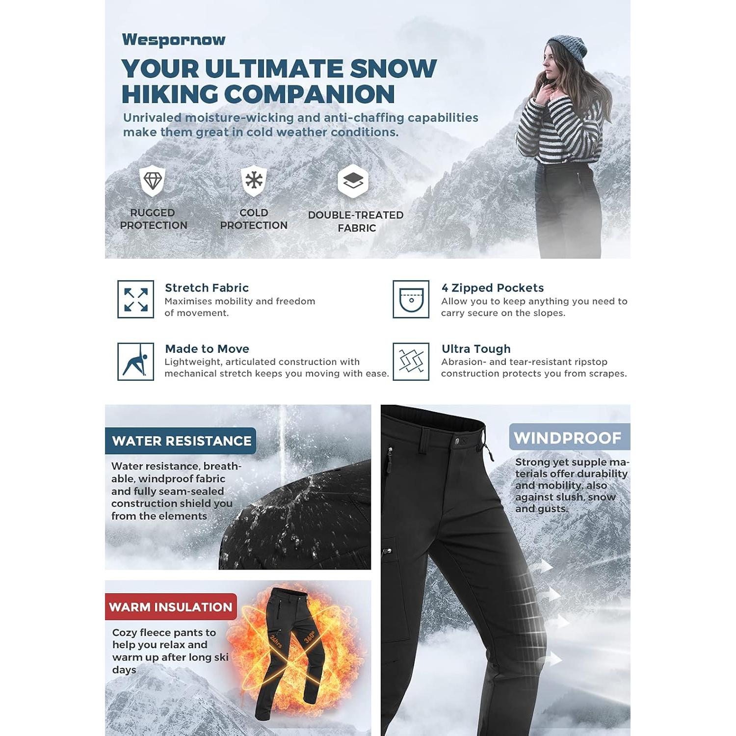 Pantalones de Esquí para Mujer Wespornow con Forro Polar