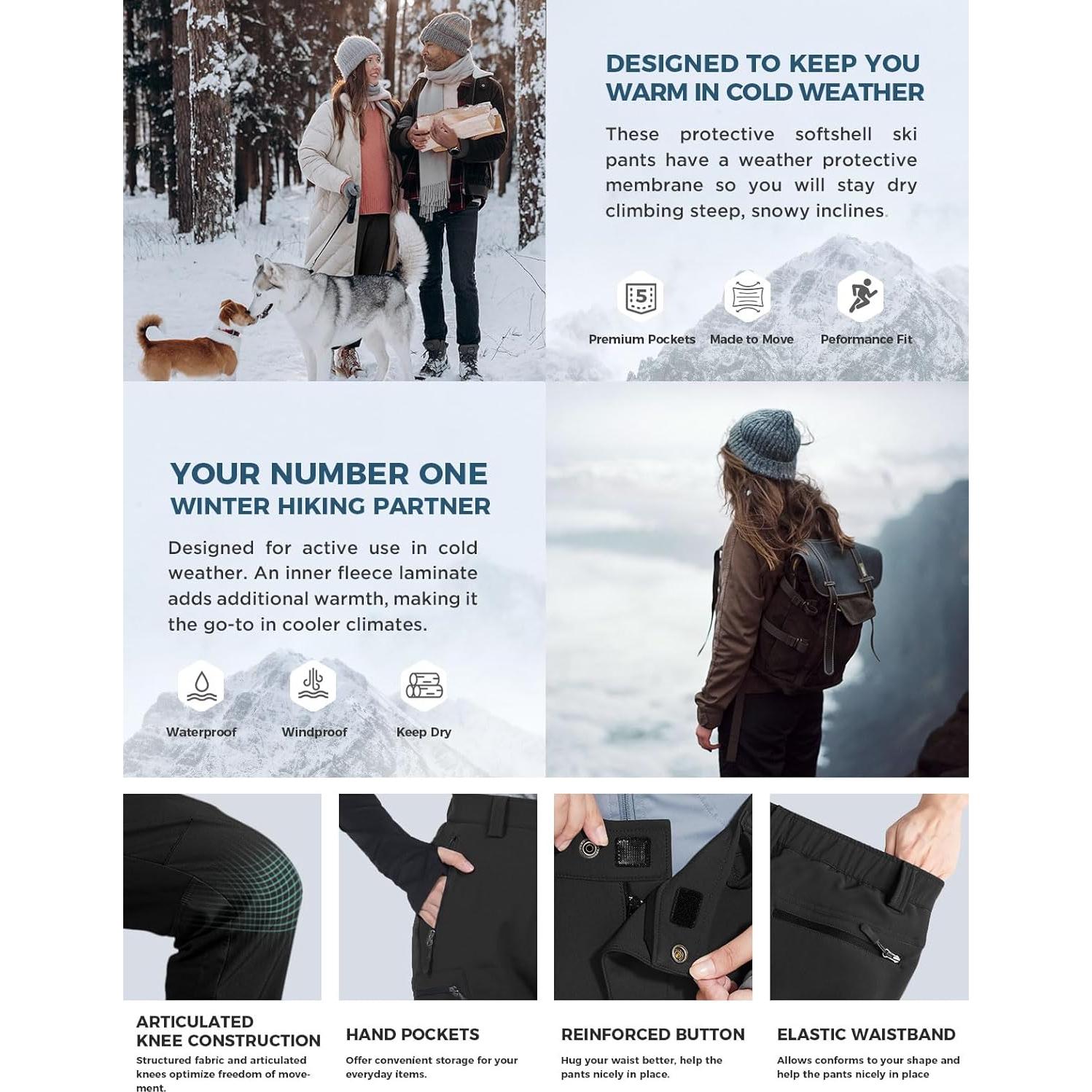 Pantalones de Esquí para Mujer Wespornow con Forro Polar