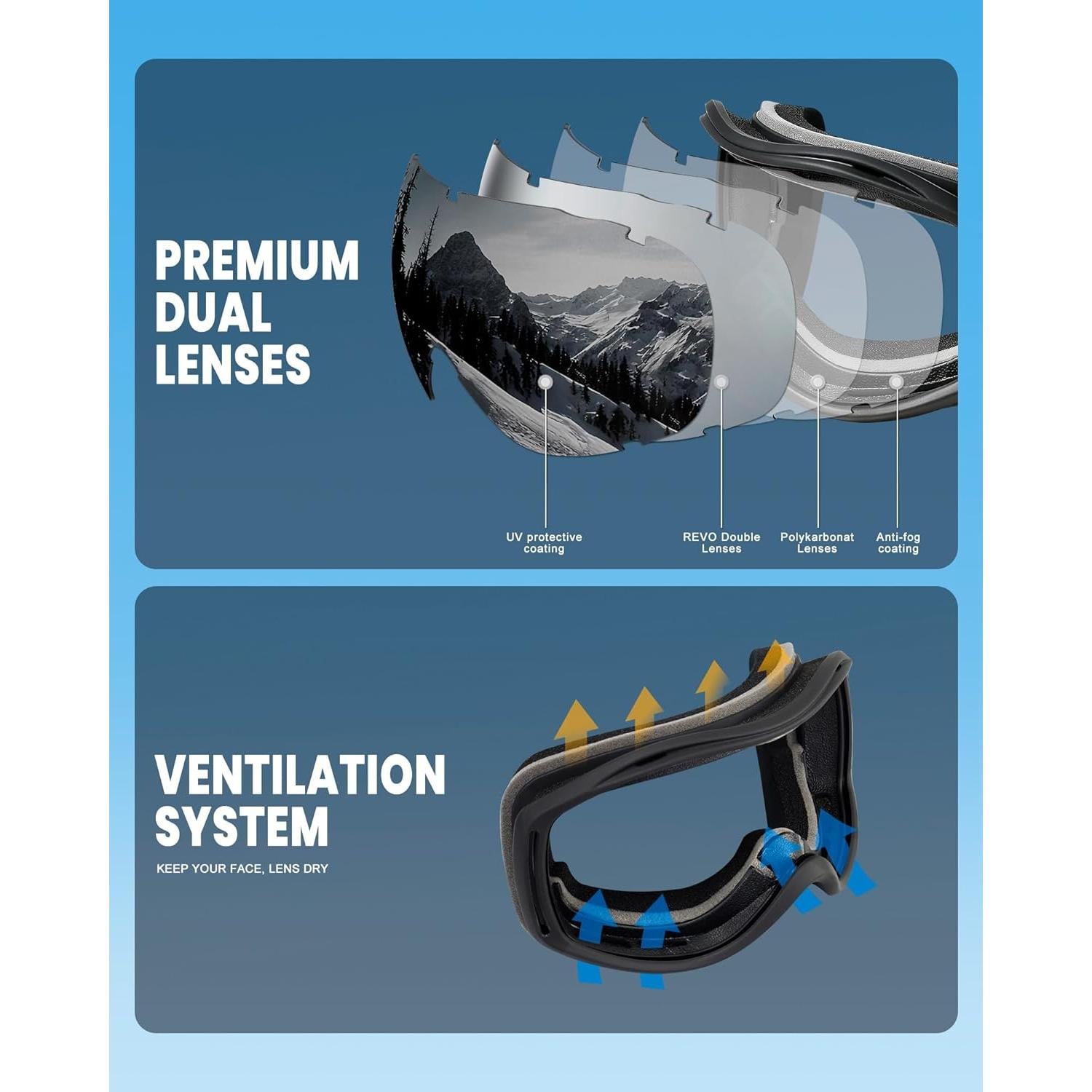 Gafas de Esquí AVV Antivaho UV para Adultos Unisex