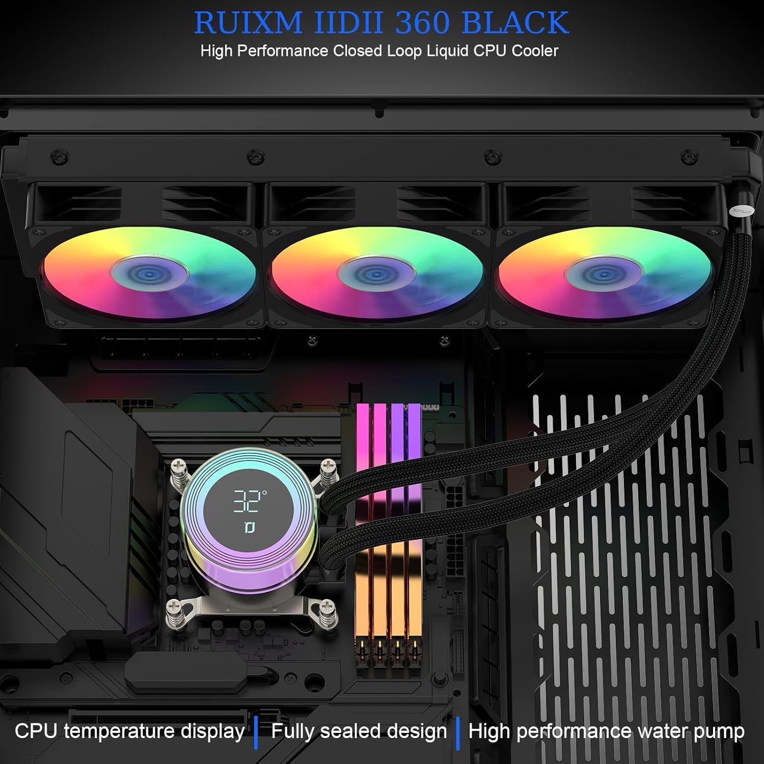 Enfriador AIO 360mm RUIXMIIDII con Pantalla Temperatura ARGB