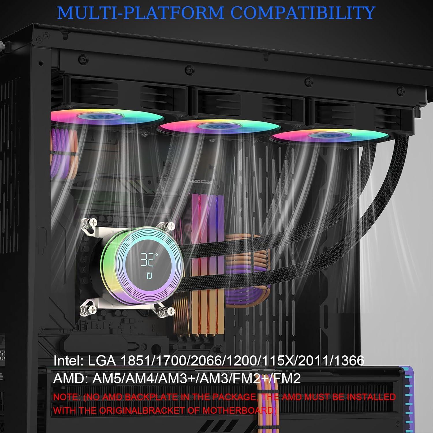 Enfriador AIO 360mm RUIXMIIDII con Pantalla Temperatura ARGB