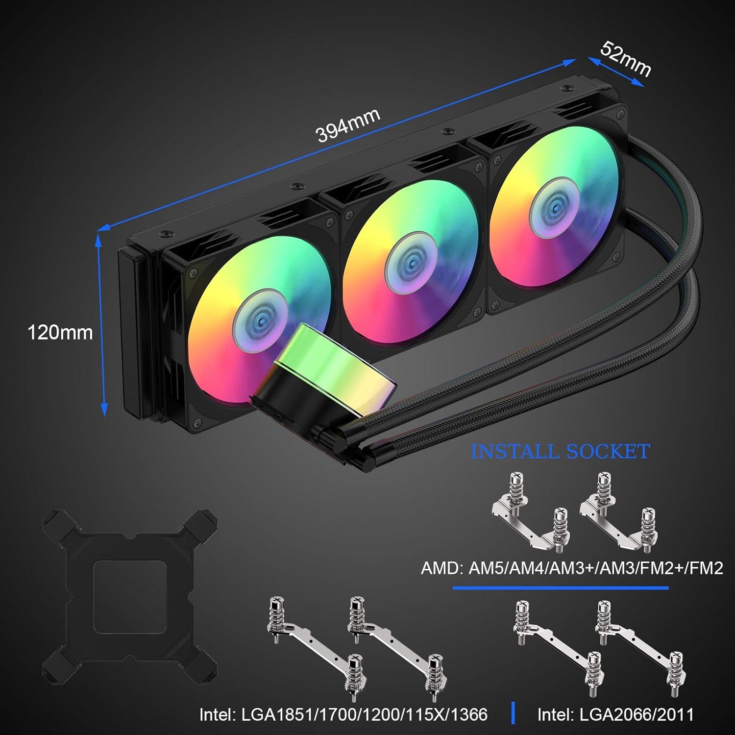 Enfriador AIO 360mm RUIXMIIDII con Pantalla Temperatura ARGB
