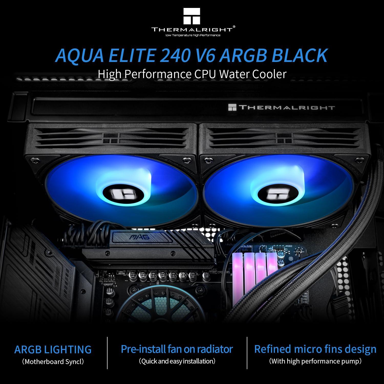 Enfriador AIO Thermalright Aqua Elite 240mm ARGB Negro