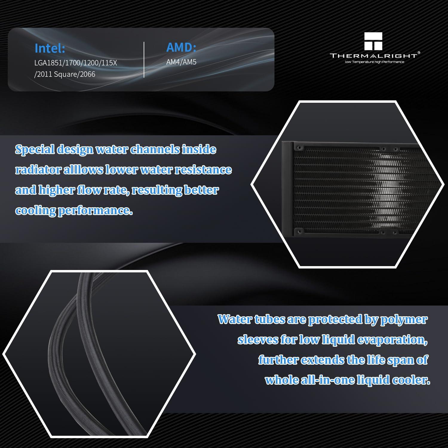 Enfriador AIO Thermalright Aqua Elite 240mm ARGB Negro