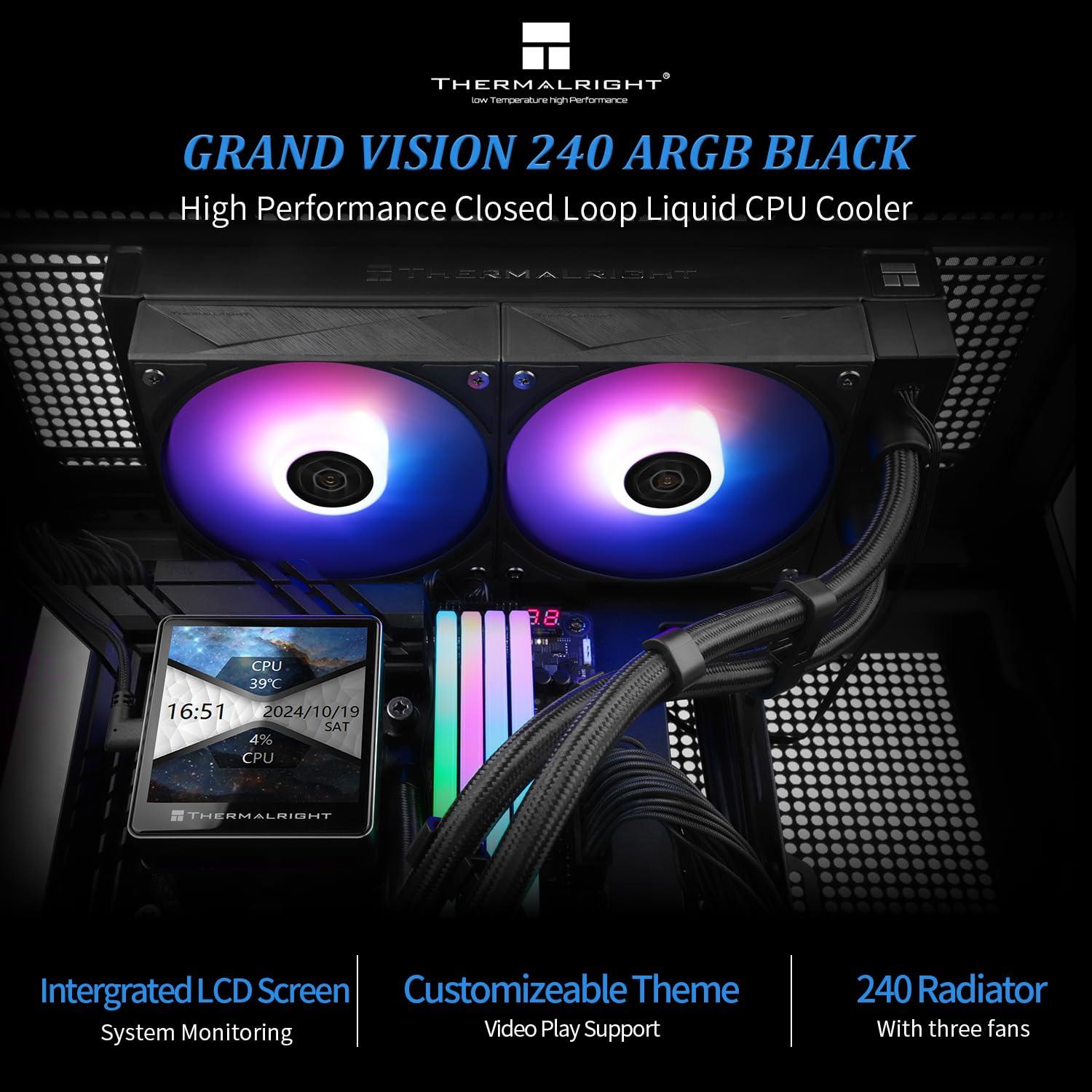 Enfriador líquido CPU Thermalright Grand Vision 240mm ARGB Negro