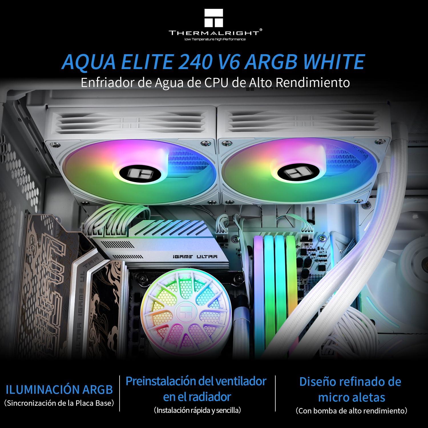 Enfriador Líquido AIO Thermalright Aqua Elite 240 V6 ARGB Blanco