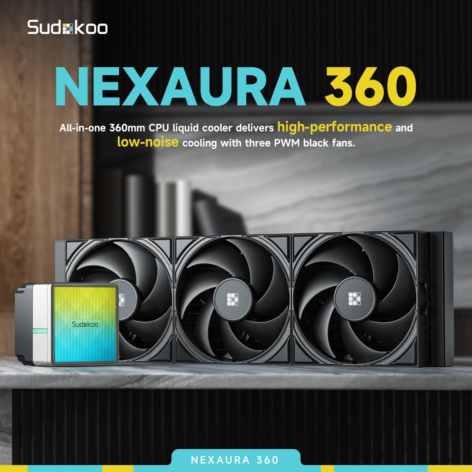 Enfriador de CPU Líquido NEXAURA 360mm ARGB PWM - Negro