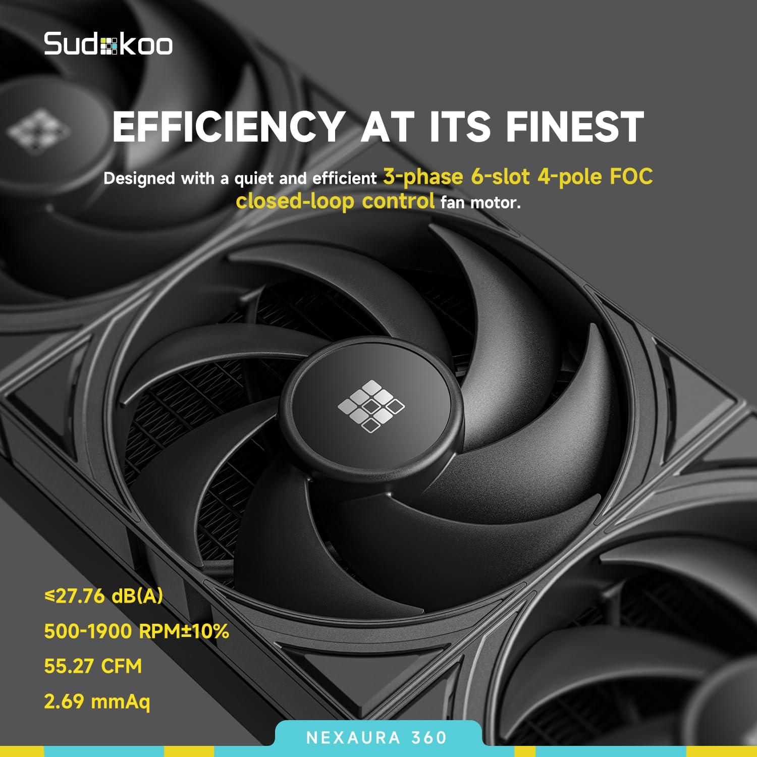 Enfriador de CPU Líquido NEXAURA 360mm ARGB PWM - Negro