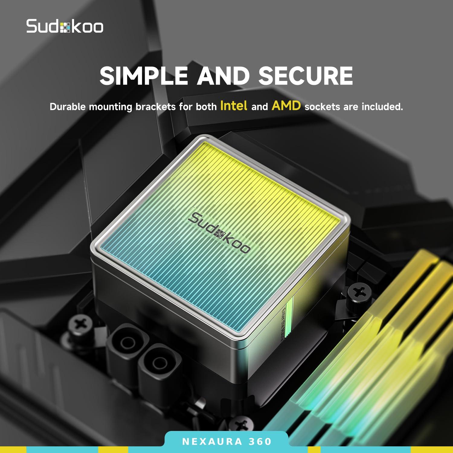 Enfriador de CPU Líquido NEXAURA 360mm ARGB PWM - Negro