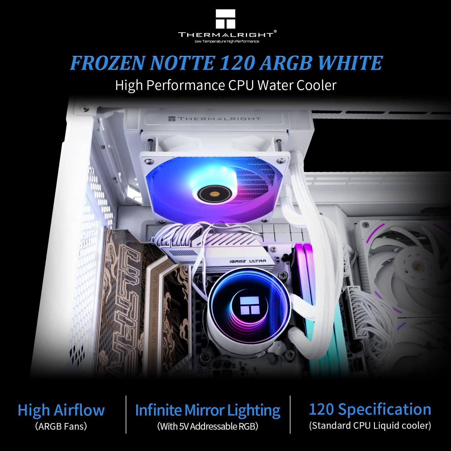 Enfriador de CPU AIO Thermalright Frozen Notte 120 ARGB Blanco