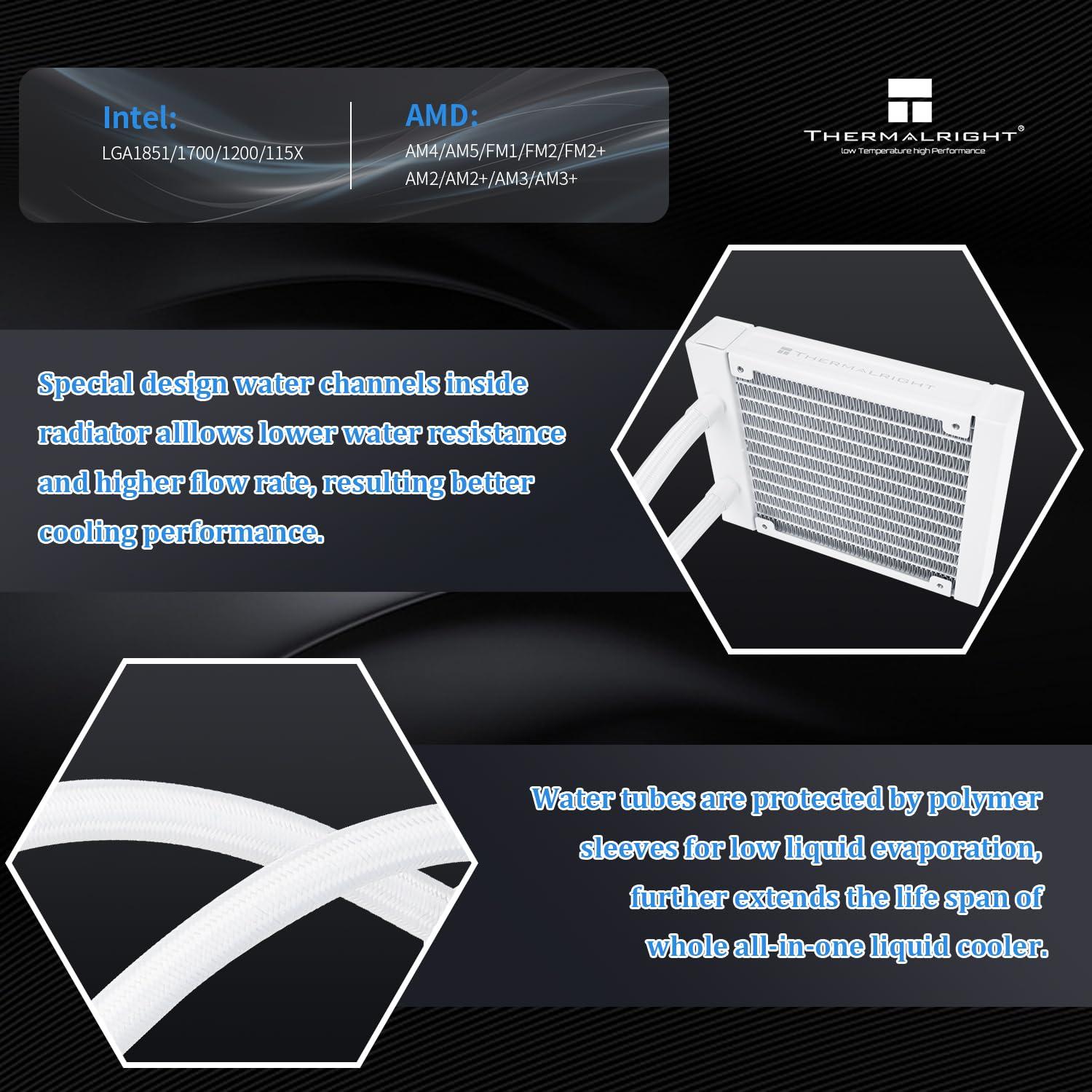 Enfriador de CPU AIO Thermalright Frozen Notte 120 ARGB Blanco