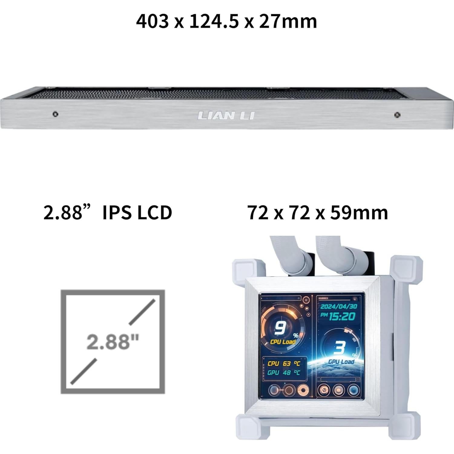 Enfriador Líquido Lian Li Hydroshift LCD 360 Blanco - 2.88"