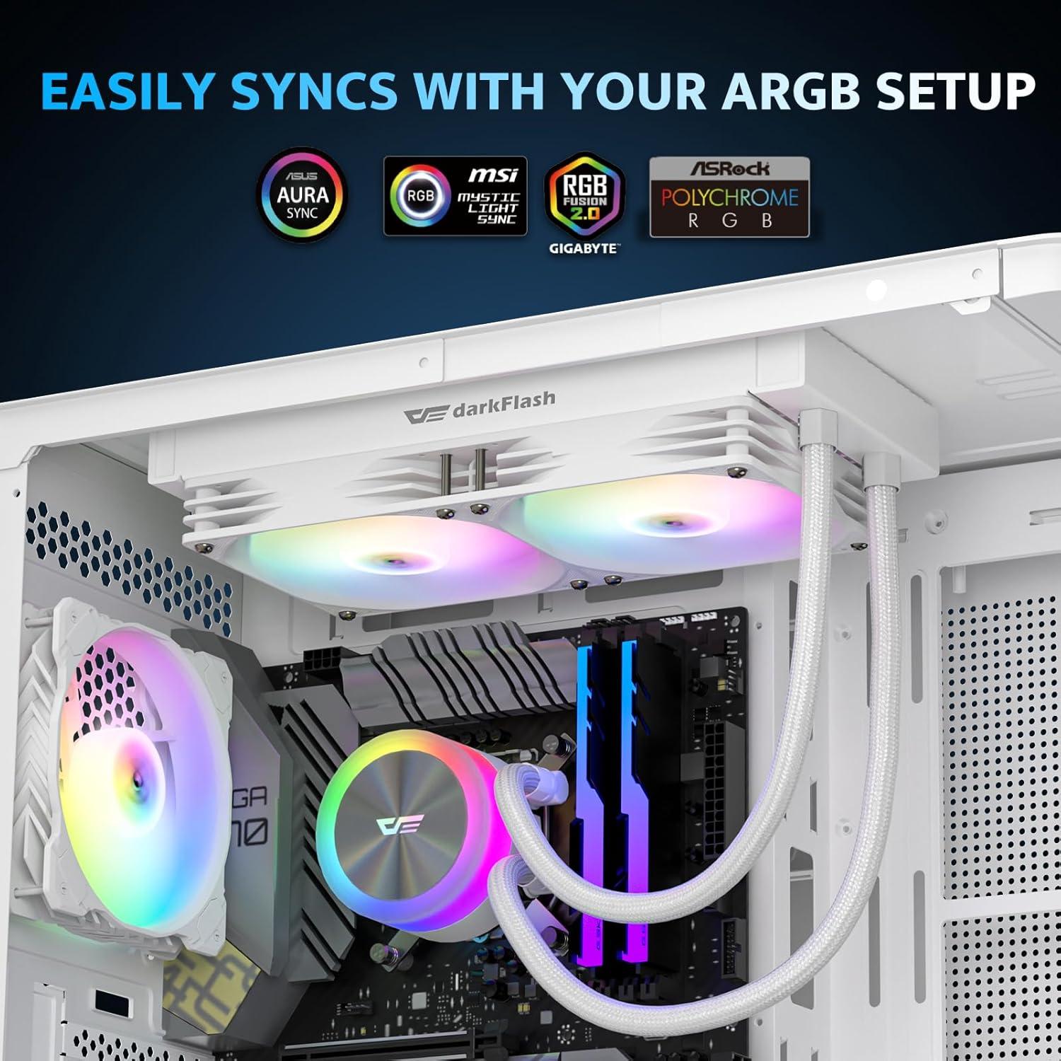 Enfriador de CPU Líquido darkFlash DG240 AIO 240mm Blanco